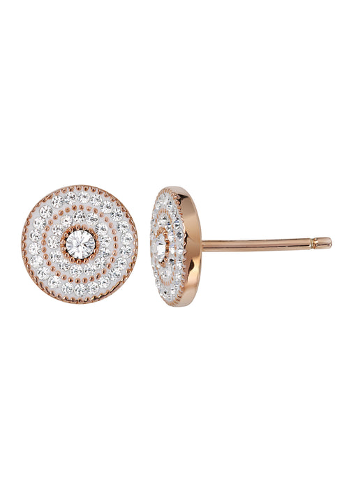 Sterling Silver Rose Gold Plated Crystal Cluster Stud Earrings