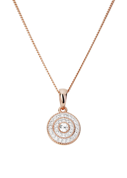 Sterling Silver Rose Gold Plated Crystal Cluster Pendant, Earring and Watch Set