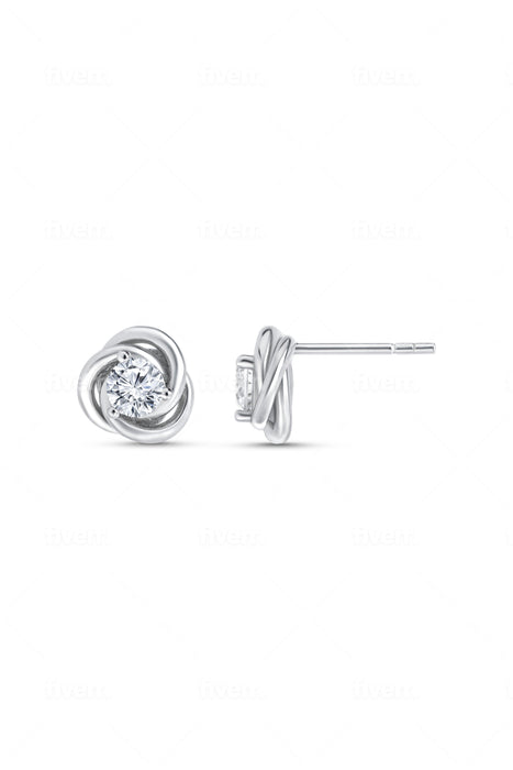 Sterling Silver Cubic Zirconia 10mm Knot Pendant & 8mm Earring Set