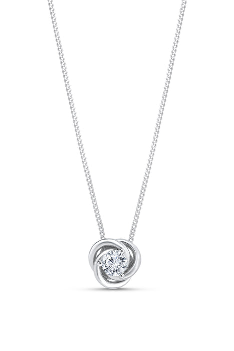 Sterling Silver Cubic Zirconia 10mm Knot Pendant & 8mm Earring Set