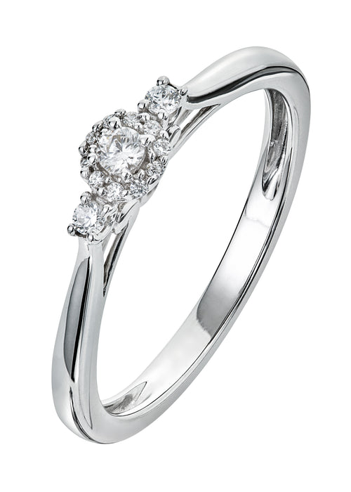 9ct White Gold 0.11ct Diamond Three Stone Ring