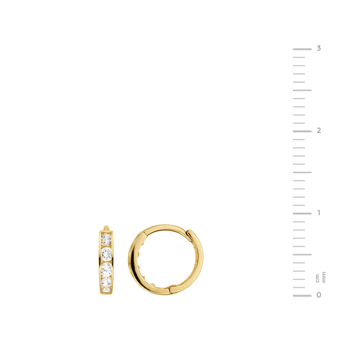 9ct Yellow Gold CZ 9mm Mini Huggie Hoop Earrings