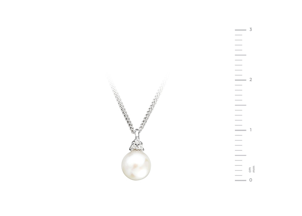 9ct White Gold Freshwater Pearl and Diamond Pendant