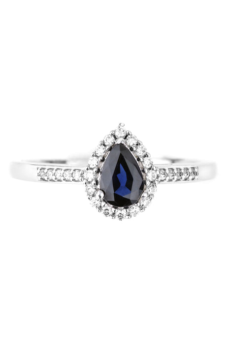 9ct White Gold Sapphire and 0.12ct Diamond Ring