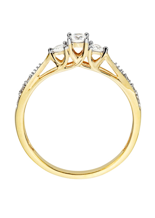 9ct Yellow Gold 0.23ct Three Stone Diamond Ring