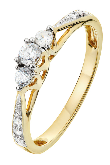 9ct Yellow Gold 0.23ct Three Stone Diamond Ring