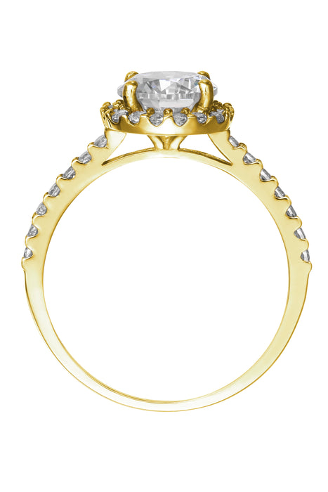 9ct Yellow Gold Cubic Zirconia Halo Ring