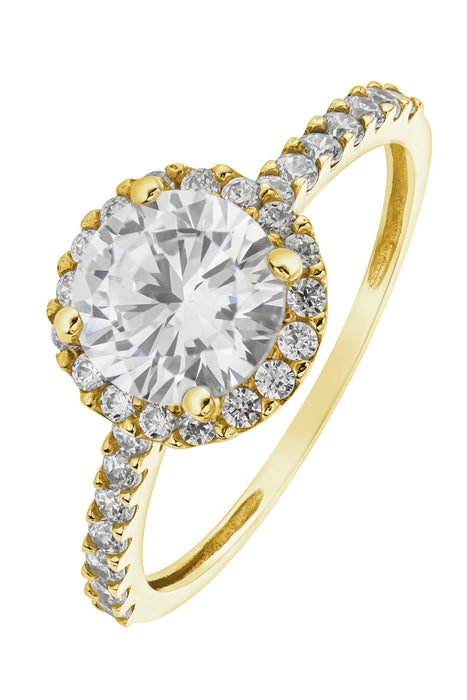 9ct Yellow Gold Cubic Zirconia Halo Ring