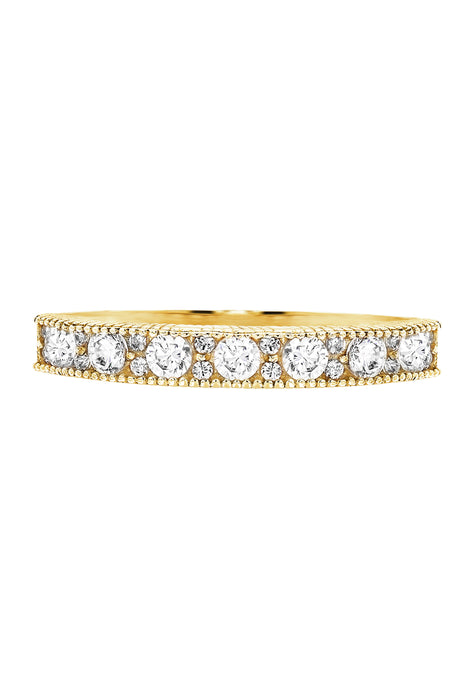 9ct Yellow Gold  Cubic Zirconia Milgrain Half Eternity Ring