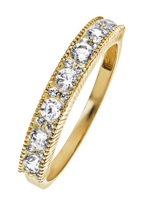 9ct Yellow Gold  Cubic Zirconia Milgrain Half Eternity Ring