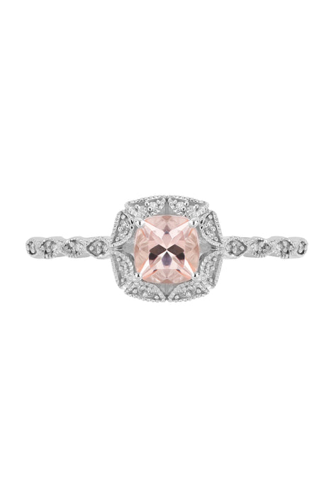 9ct White Gold Morganite and Diamond Ring