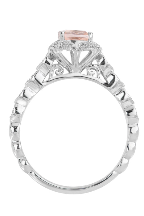 9ct White Gold Morganite and Diamond Ring