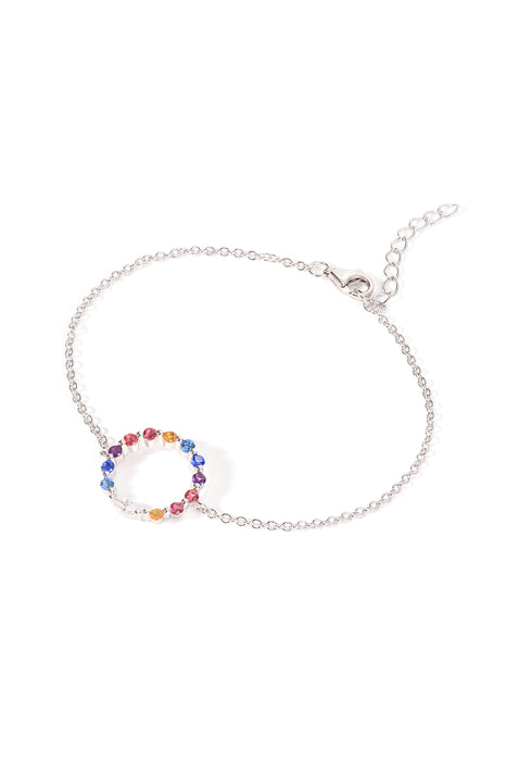 Sterling Silver Multi-Colour Cubic Zirconia Halo Bracelet