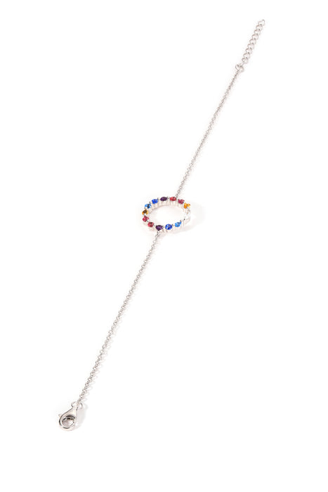 Sterling Silver Multi-Colour Cubic Zirconia Halo Bracelet