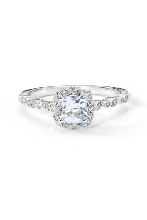 9ct White Gold Aquamarine and Diamond Ring