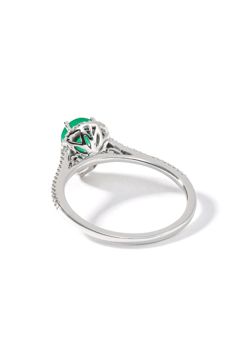 9ct White Gold Emerald & Diamond Ring