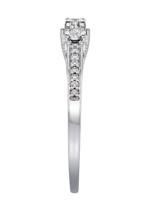 9ct White Gold Three Stone 0.16ct Diamond Ring