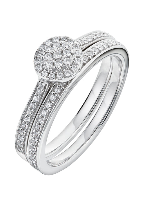 9ct White Gold 0.29ct Diamond Bridal Set Ring