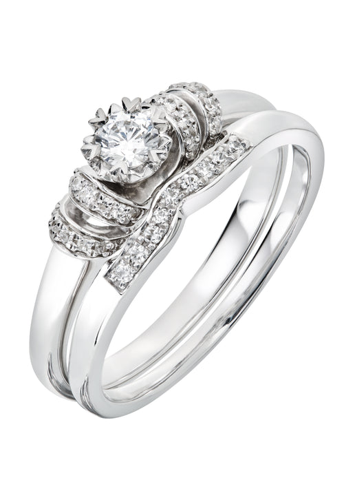 9ct White Gold 0.29ct Diamond Bridal Set Ring