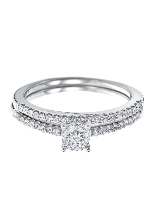 9ct White Gold 0.25ct Diamond Bridal Set Ring