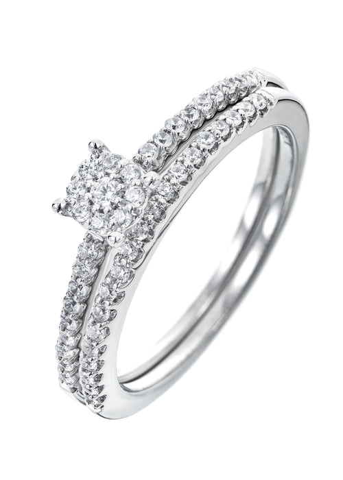 9ct White Gold 0.25ct Diamond Bridal Set Ring