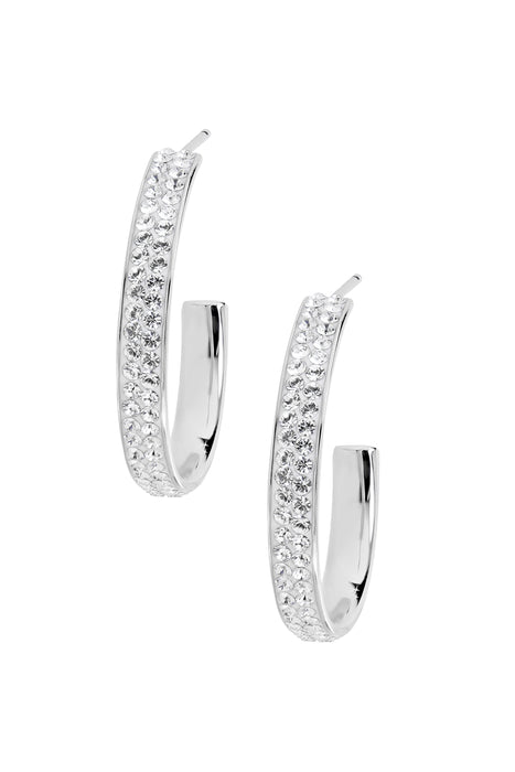 Sterling Silver Crystal 27mm Hoop Stud Earrings