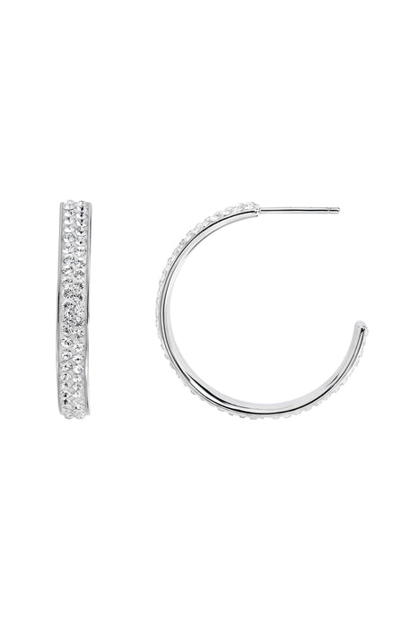 Sterling Silver Crystal 27mm Hoop Stud Earrings