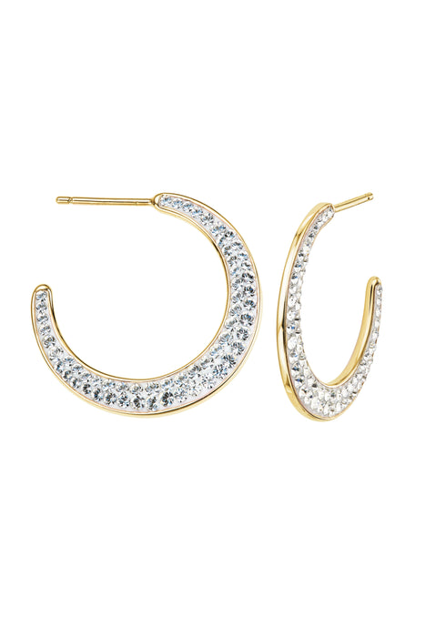 Sterling Silver Crystal Tapered Hoop Stud Earrings