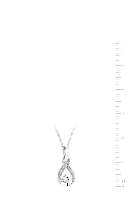 9ct White Gold Diamond Twist Pendant Necklace