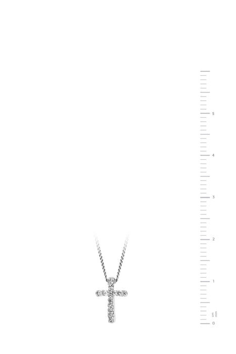 9ct White Gold Small Diamond Cross Pendant Necklace