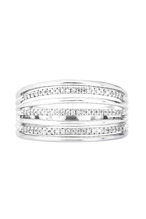 Sterling Silver 0.20ct Diamond Multirow Ring