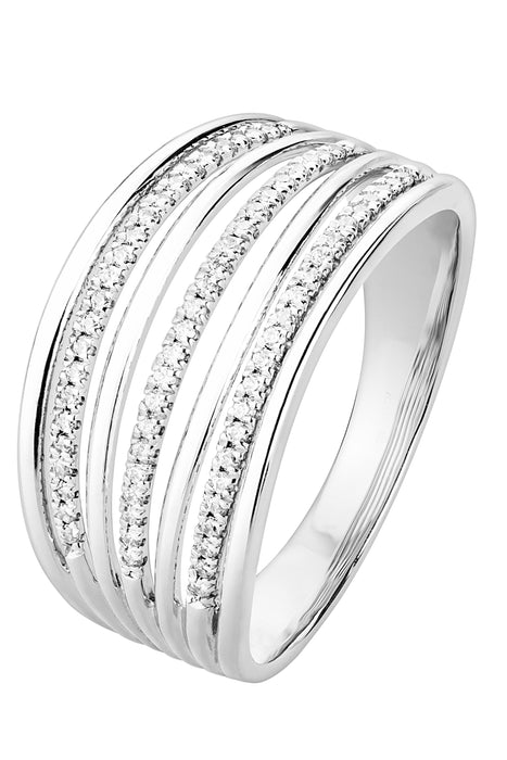 Sterling Silver 0.20ct Diamond Multirow Ring