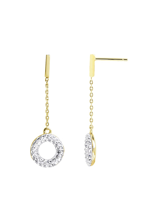 Sterling Silver Gold Plated Crystal Halo Drop Earrings