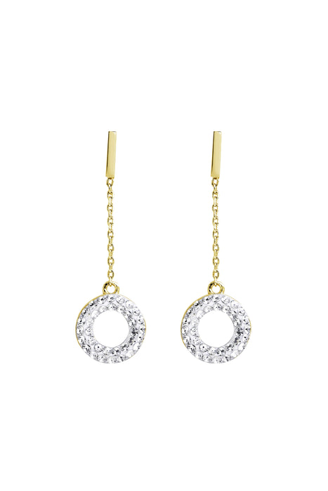 Sterling Silver Gold Plated Crystal Halo Drop Earrings