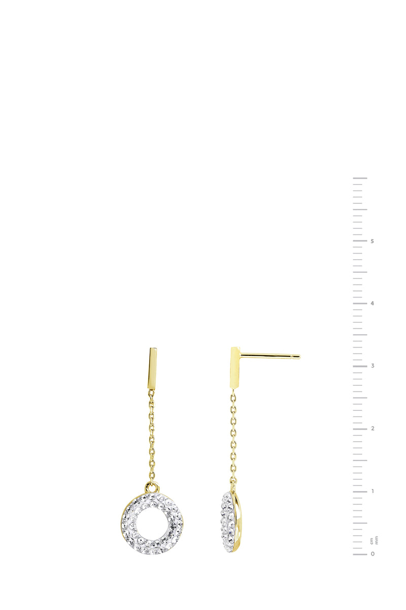Sterling Silver Gold Plated Crystal Halo Drop Earrings