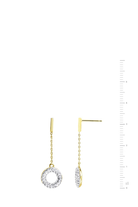 Sterling Silver Gold Plated Crystal Halo Drop Earrings