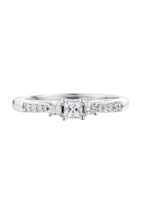 9ct White Gold 0.23ct Three Stone Princess Cut Diamond Ring