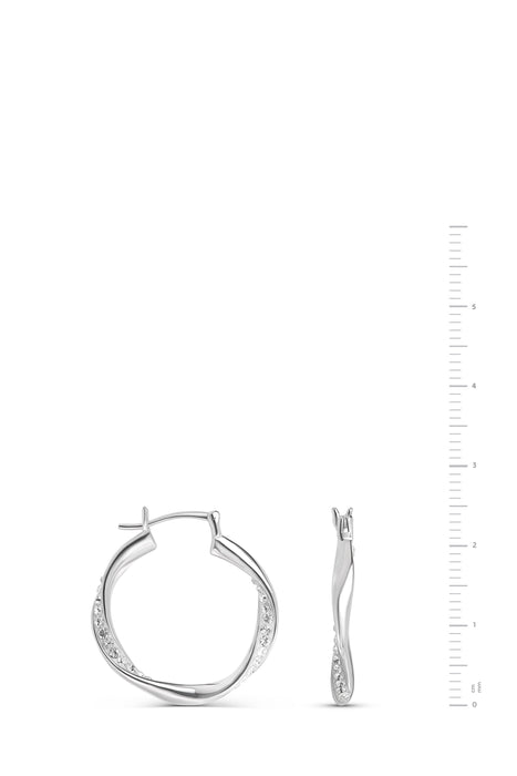 Sterling Silver Crystal Ribbon 25mm Hoop Earrings