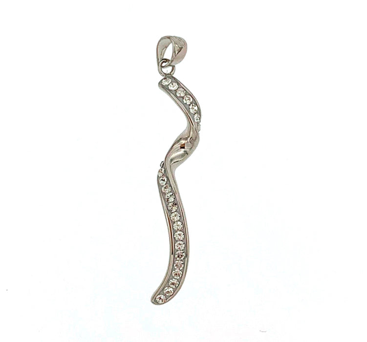 Sterling Silver Crystal Swirl Pendant