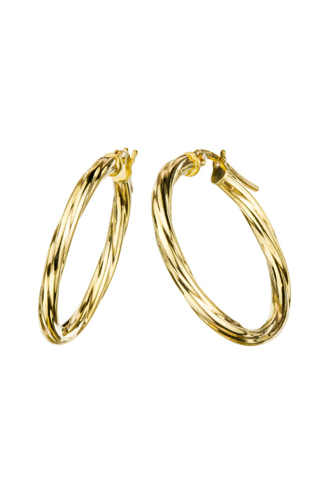 9ct Yellow Gold  Swirl Hoop Creole Earrings 24mm