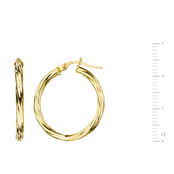 9ct Yellow Gold  Swirl Hoop Creole Earrings 24mm