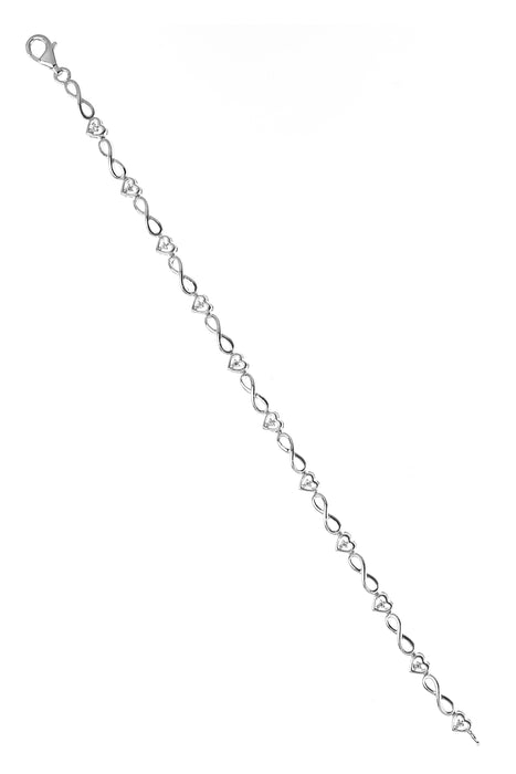 Sterling Silver 0.12ct Diamond Infinity Heart Bracelet