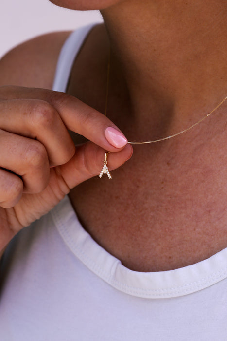 9ct Yellow Gold Cubic Zirconia Initial Pendant Necklace