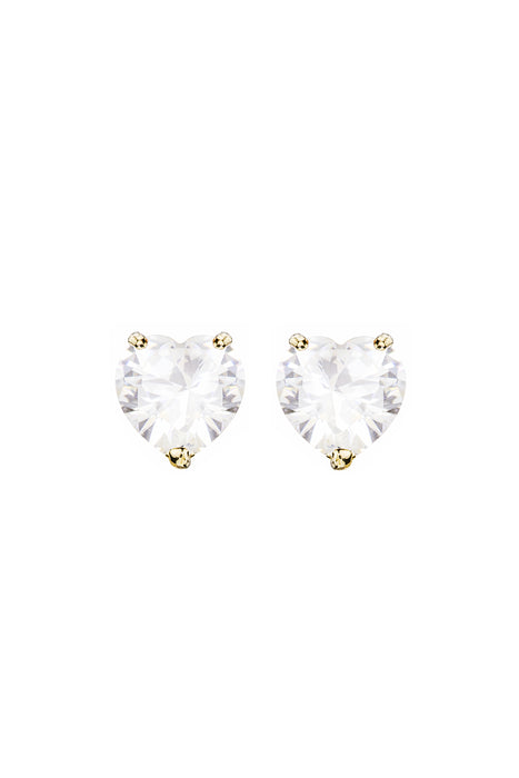 9ct Yellow Gold Cubic Zirconia Heart Stud Earrings