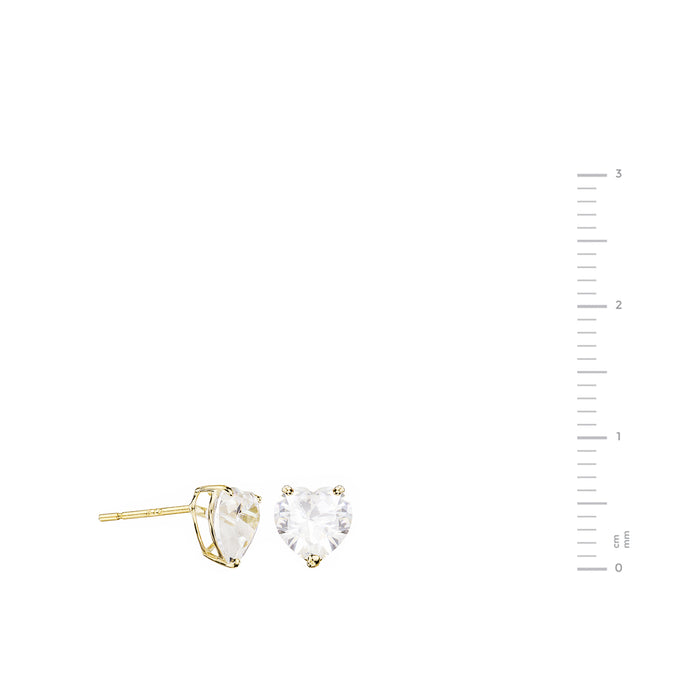 9ct Yellow Gold Cubic Zirconia Heart Stud Earrings