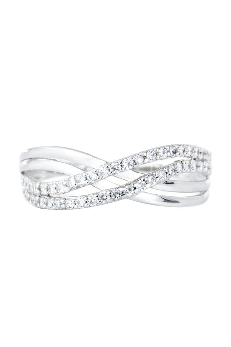 Sterling Silver Cubic Zirconia Crossover Ring