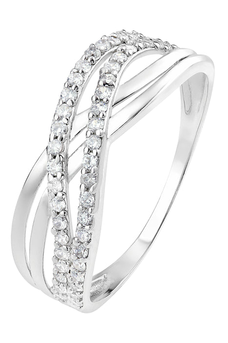 Sterling Silver Cubic Zirconia Crossover Ring