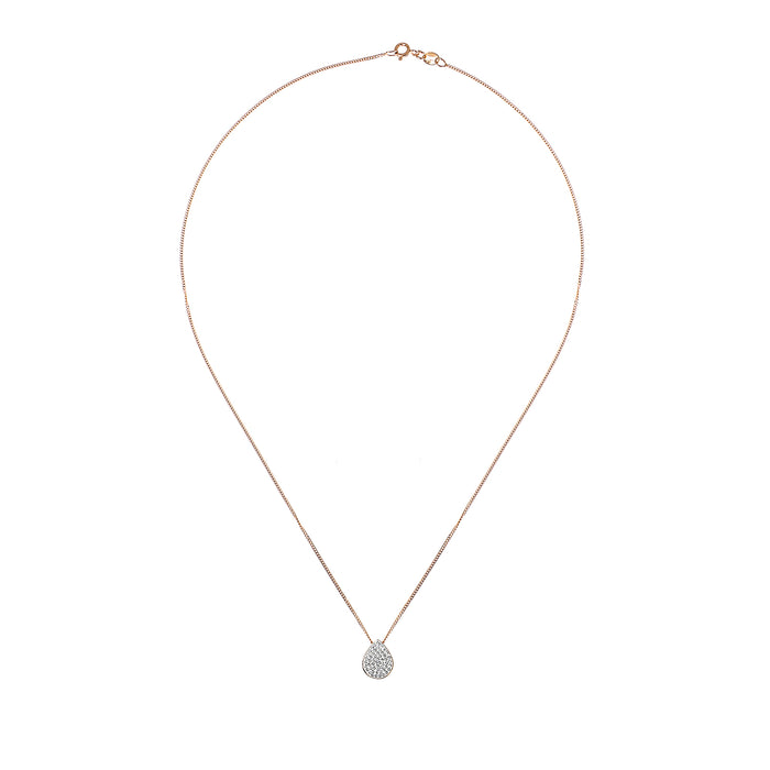 Sterling Silver Rose Gold Plated Crystal Tear Drop Stud Earring & Pendant Necklace