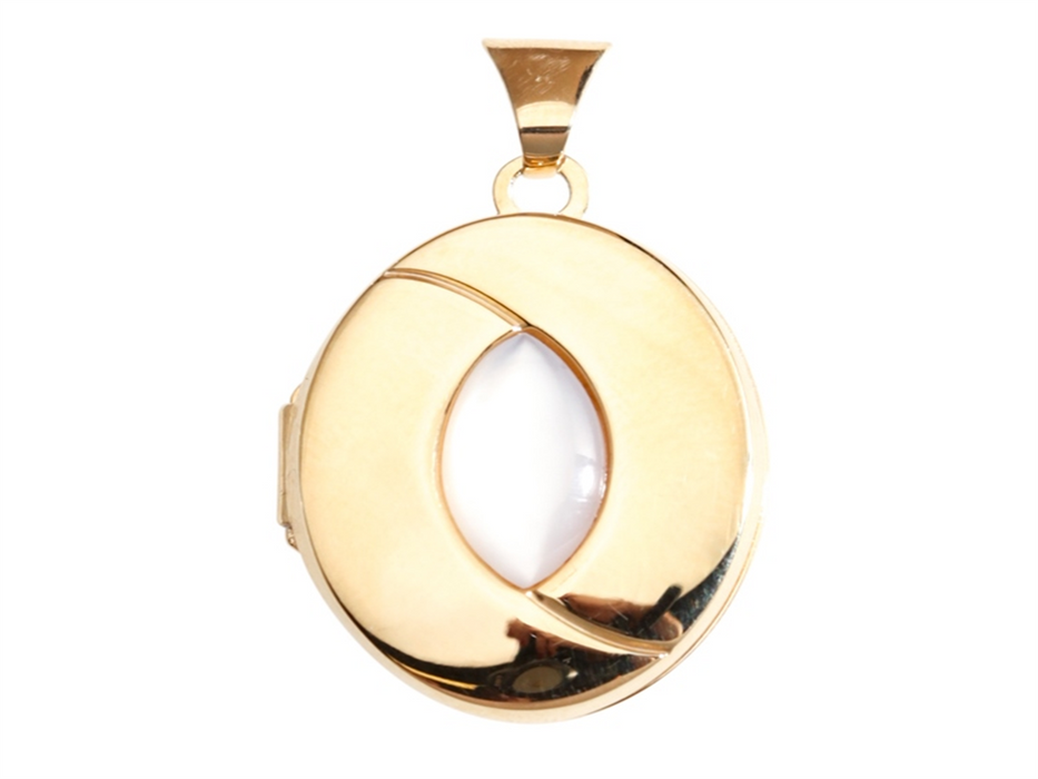 Sterling Silver Gold Plated Mother of Pearl Oval Locket