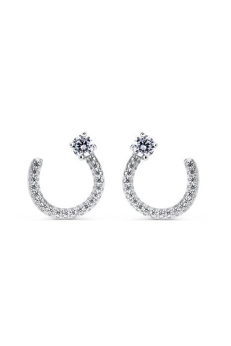 Sterling Silver Cubic Zirconia Horseshoe Stud Earrings